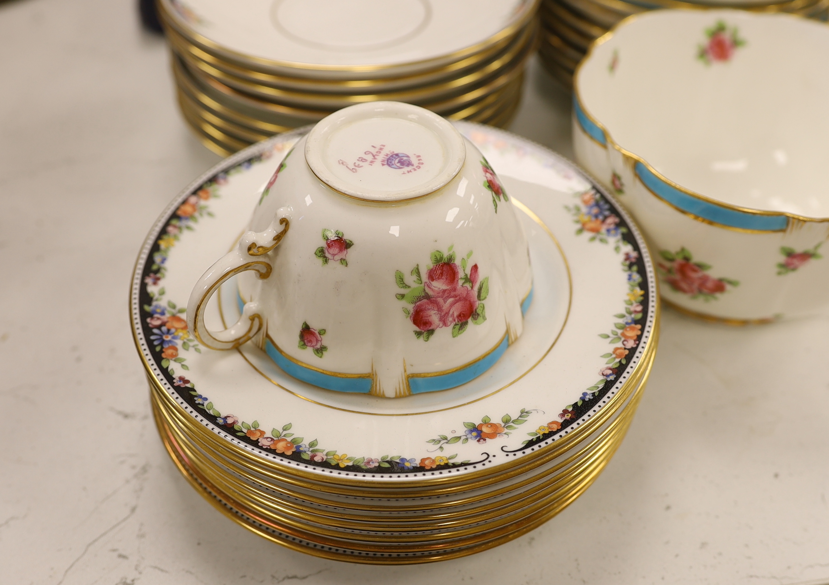 A Wedgwood ‘Osbourne’ reader and a Crescent tea set